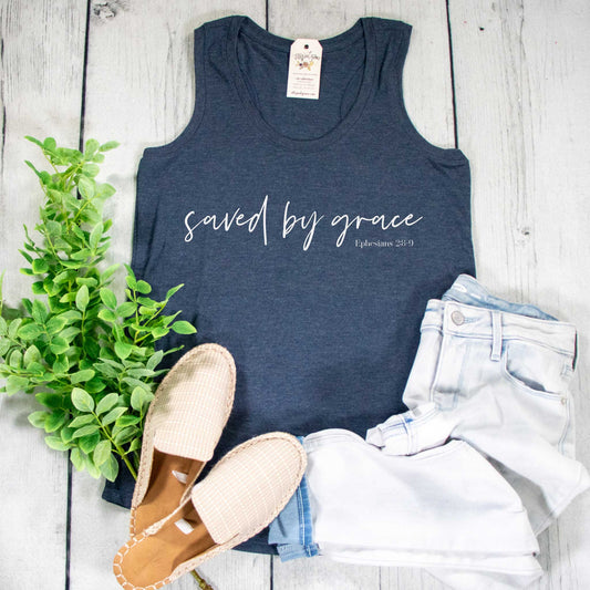 Saved by Grace Racerback Tank