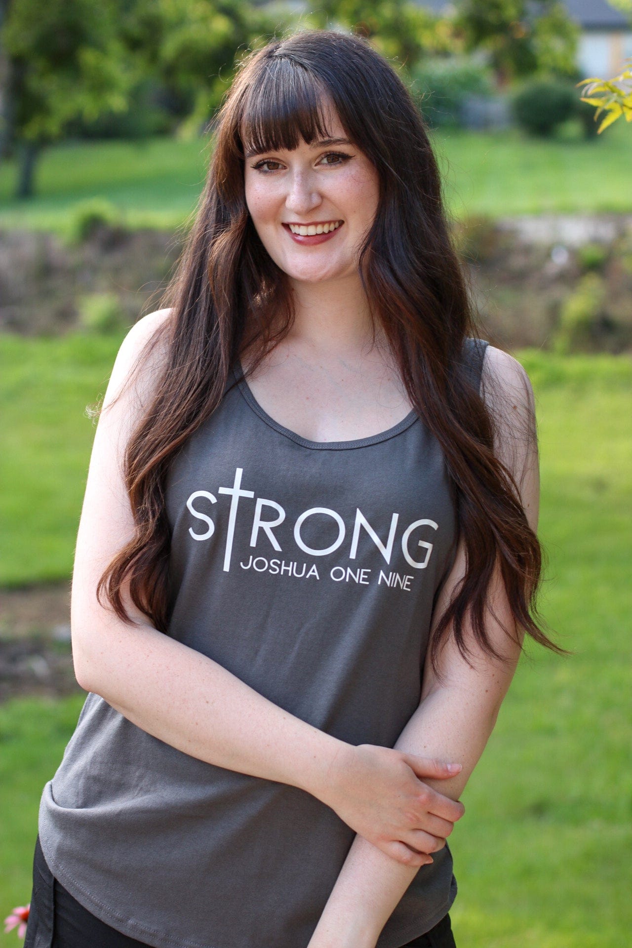 sTrong Joshua 1:9 Racerback Tank
