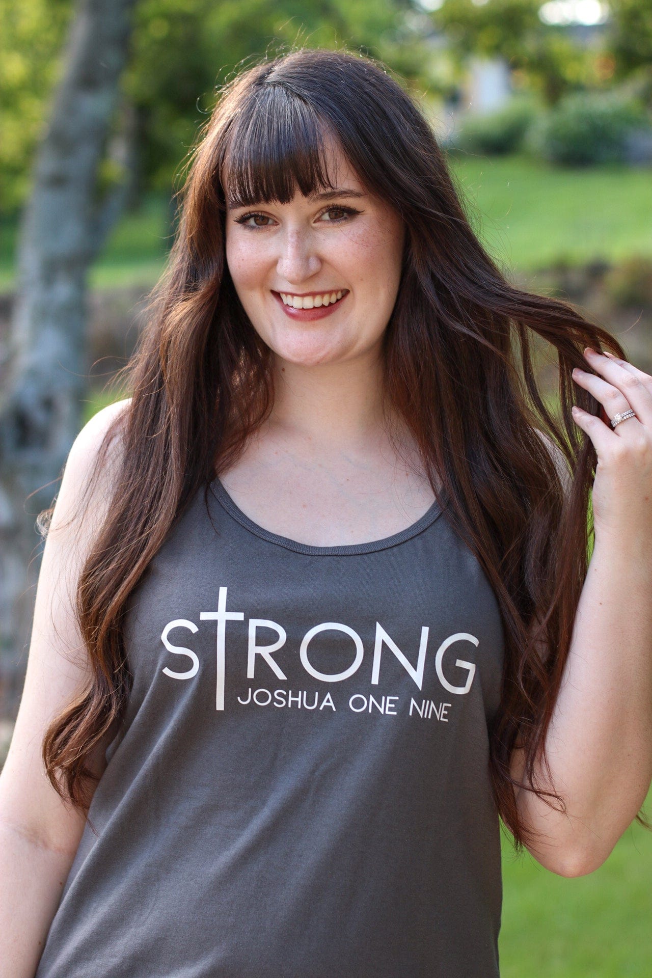 sTrong Joshua 1:9 Racerback Tank