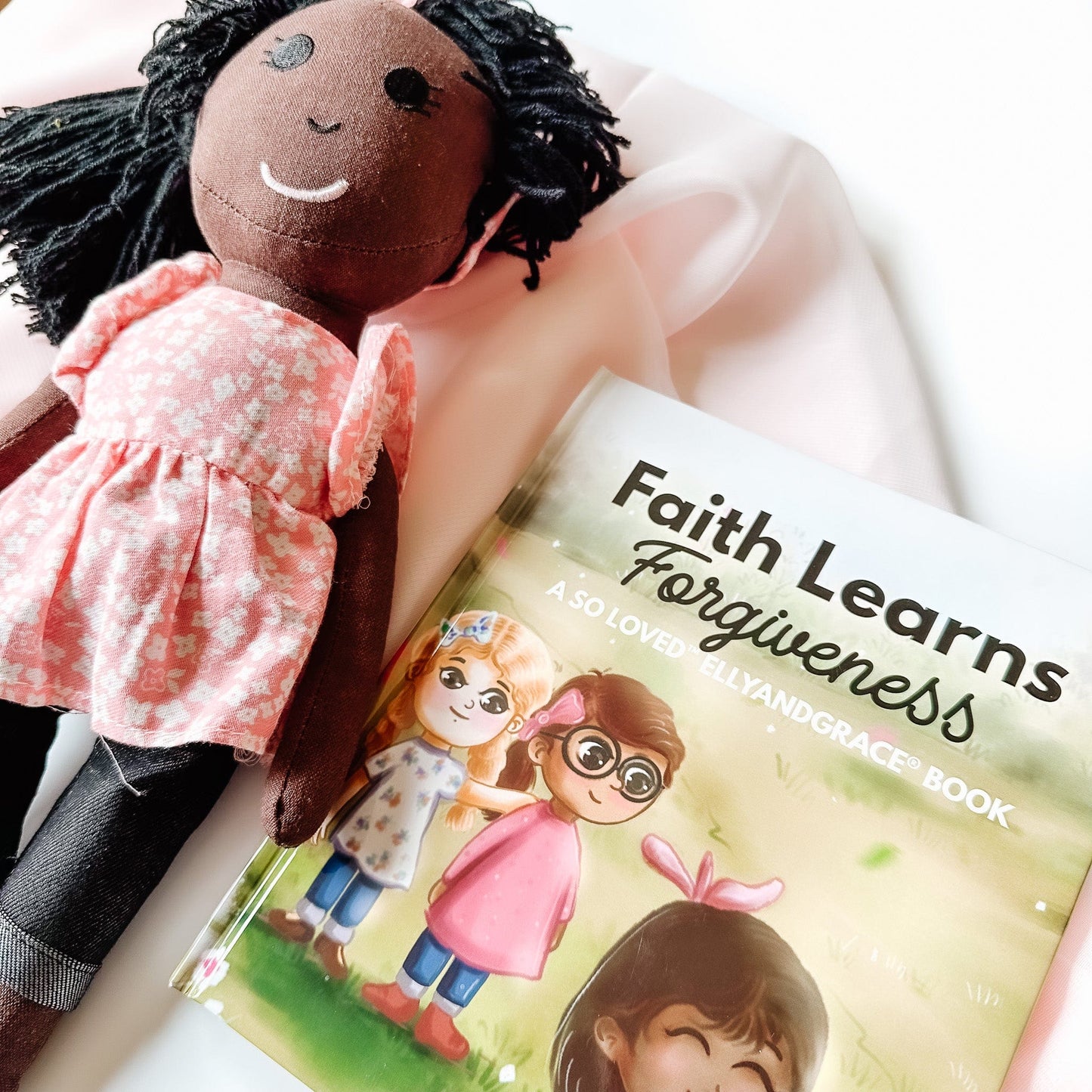 "Faith Learns Forgiveness" Book + Linen Doll Set