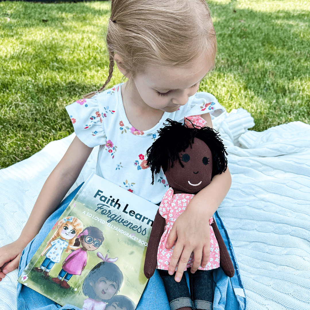 "Faith Learns Forgiveness" Book + Linen Doll Set