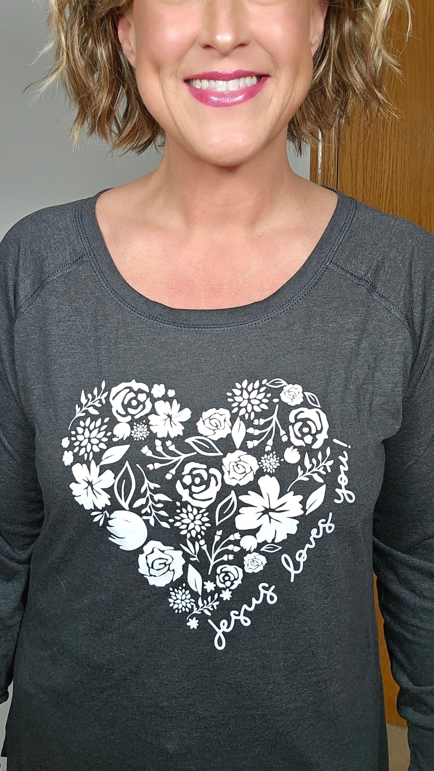 Floral Heart Jesus Loves You Tunic Tee