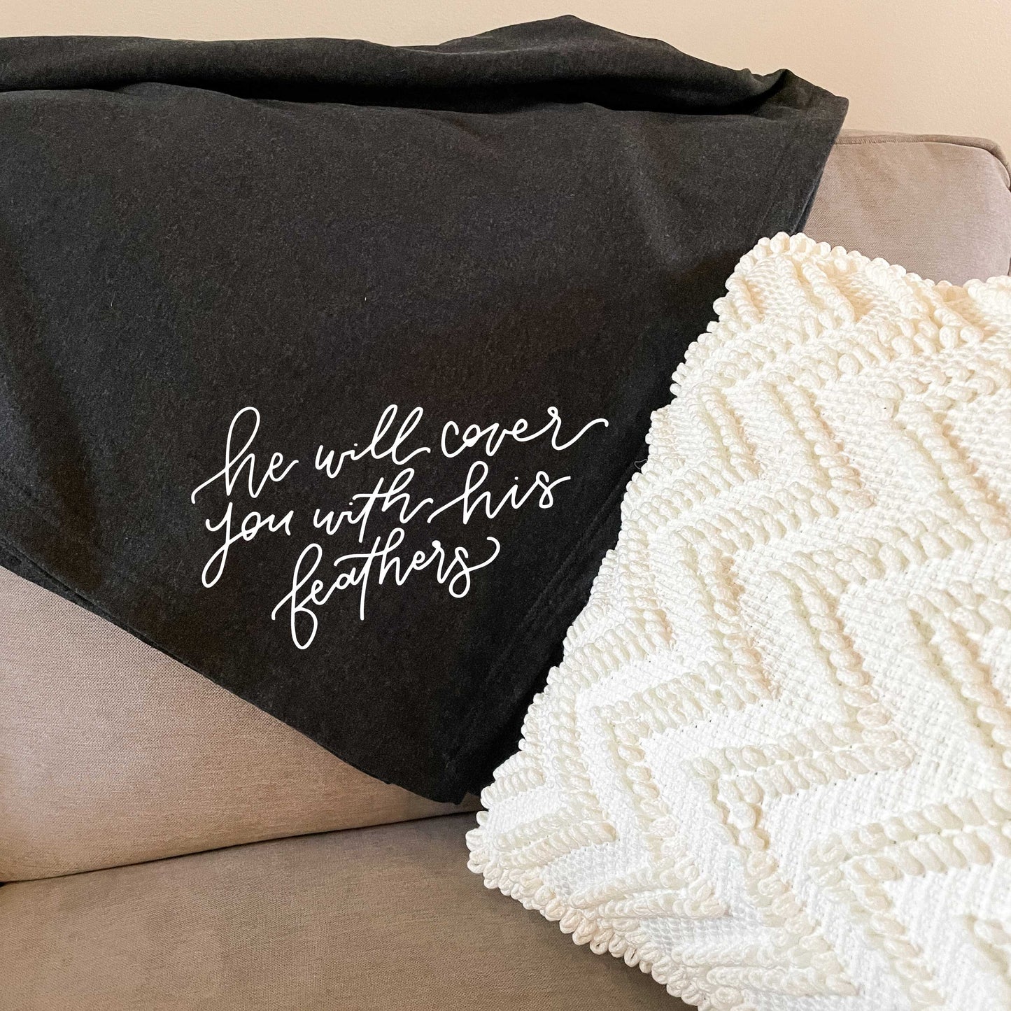 He Will Cover You Fleece Blanket