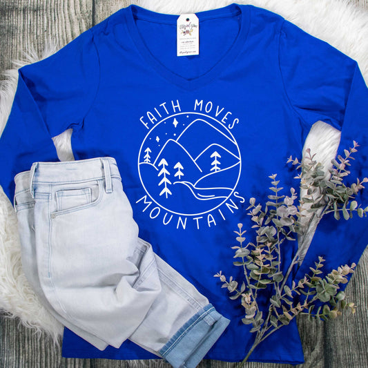 Faith Moves Mountains Longsleeve V-Neck