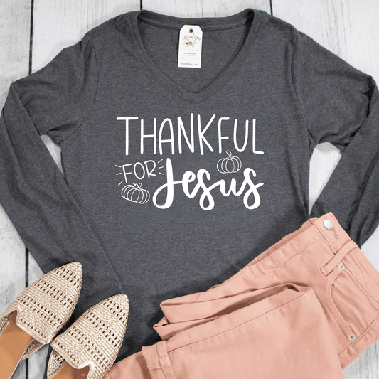 Thankful for Jesus Longsleeve V-Neck