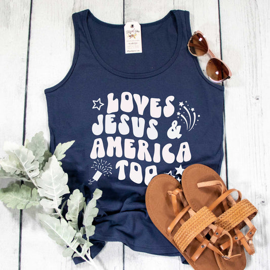 Loves Jesus and America Too Tank Top