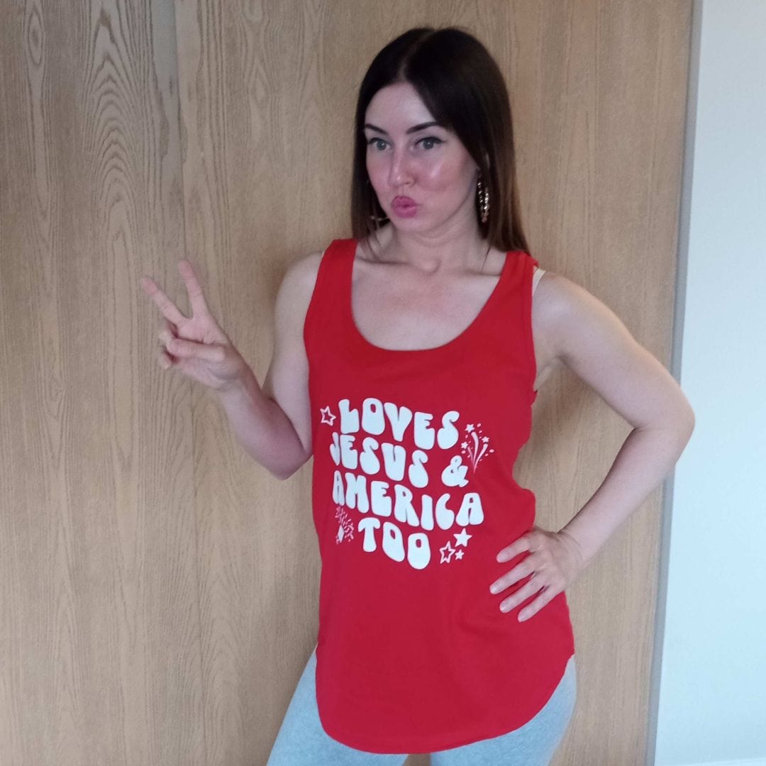 Loves Jesus and America Too Tank Top