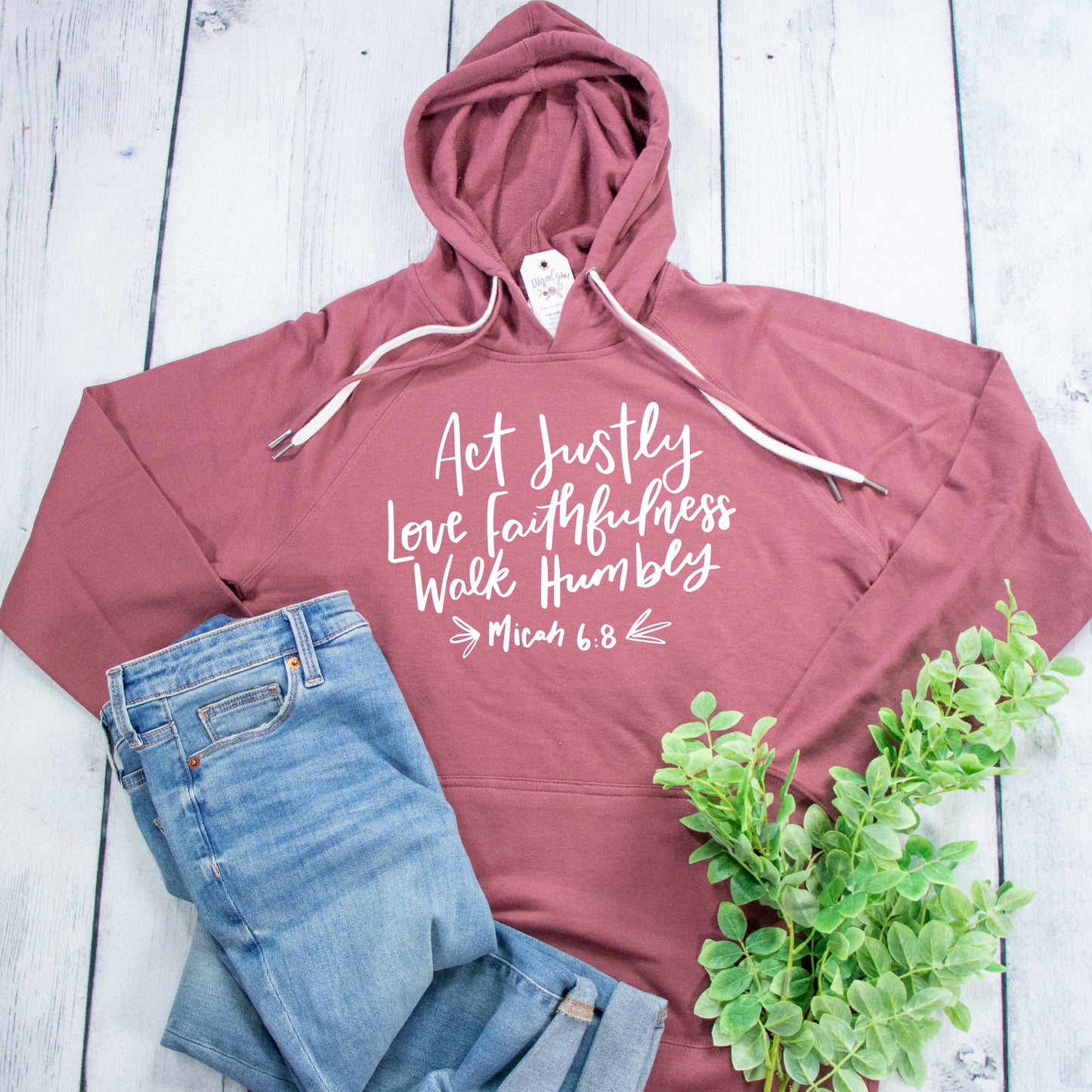 Act Justly, Love Faithfulness, Walk Humbly Lightweight Terry Hoodie