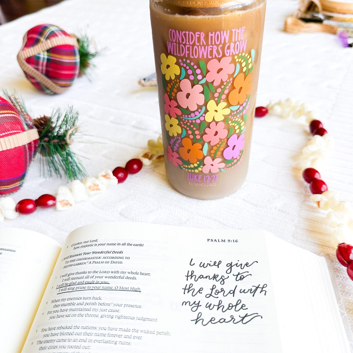 Consider The Wildflowers Inspirational Glass Tumbler