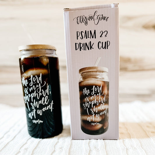 The Lord is My Shepherd Inspirational Glass Tumbler