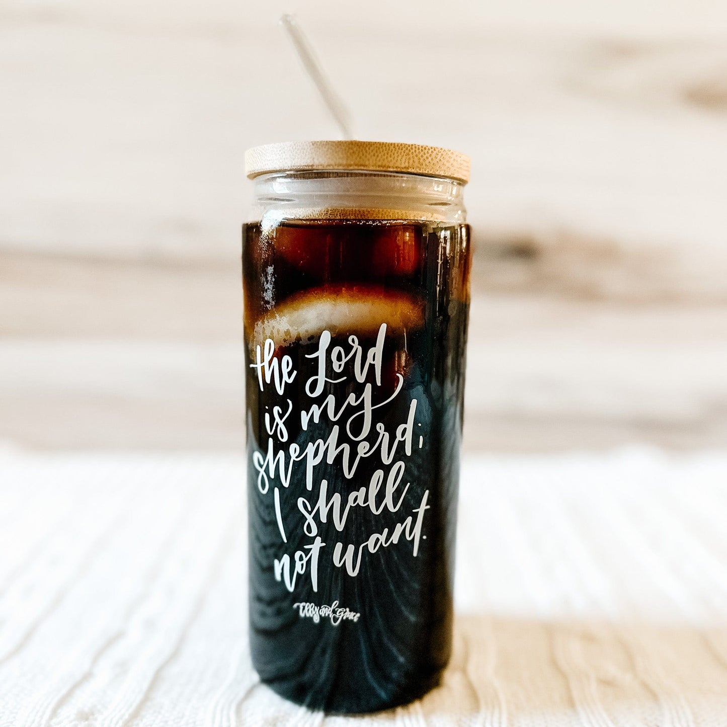 The Lord is My Shepherd Inspirational Glass Tumbler