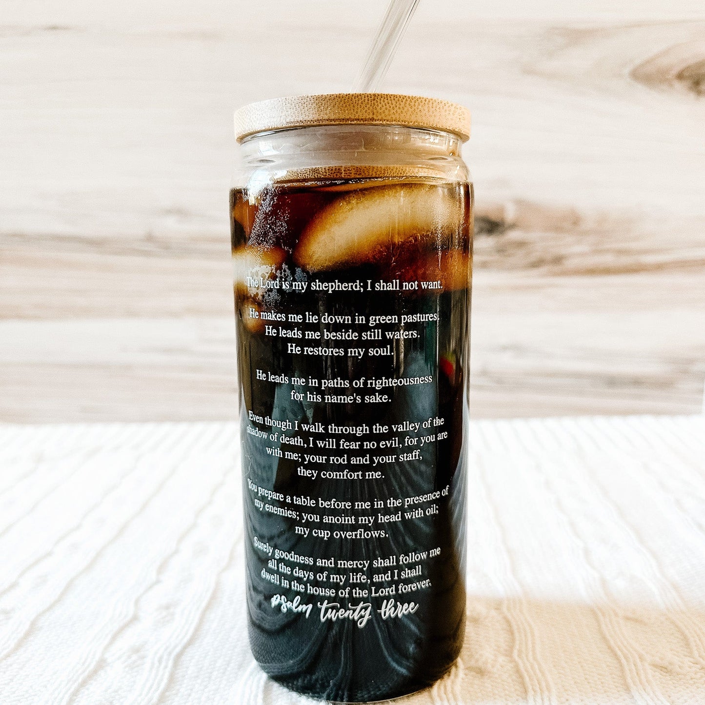 The Lord is My Shepherd Inspirational Glass Tumbler