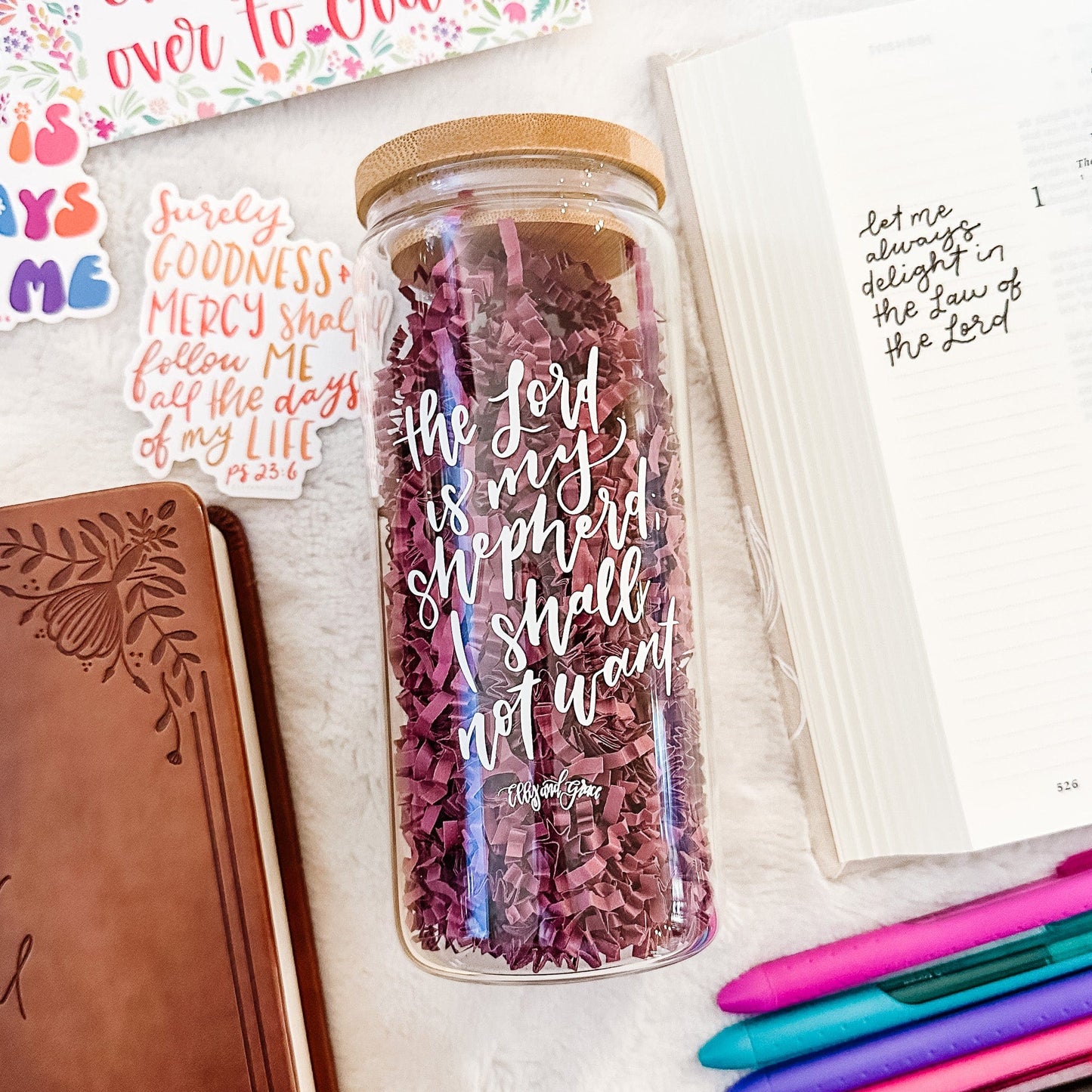 The Lord is My Shepherd Inspirational Glass Tumbler