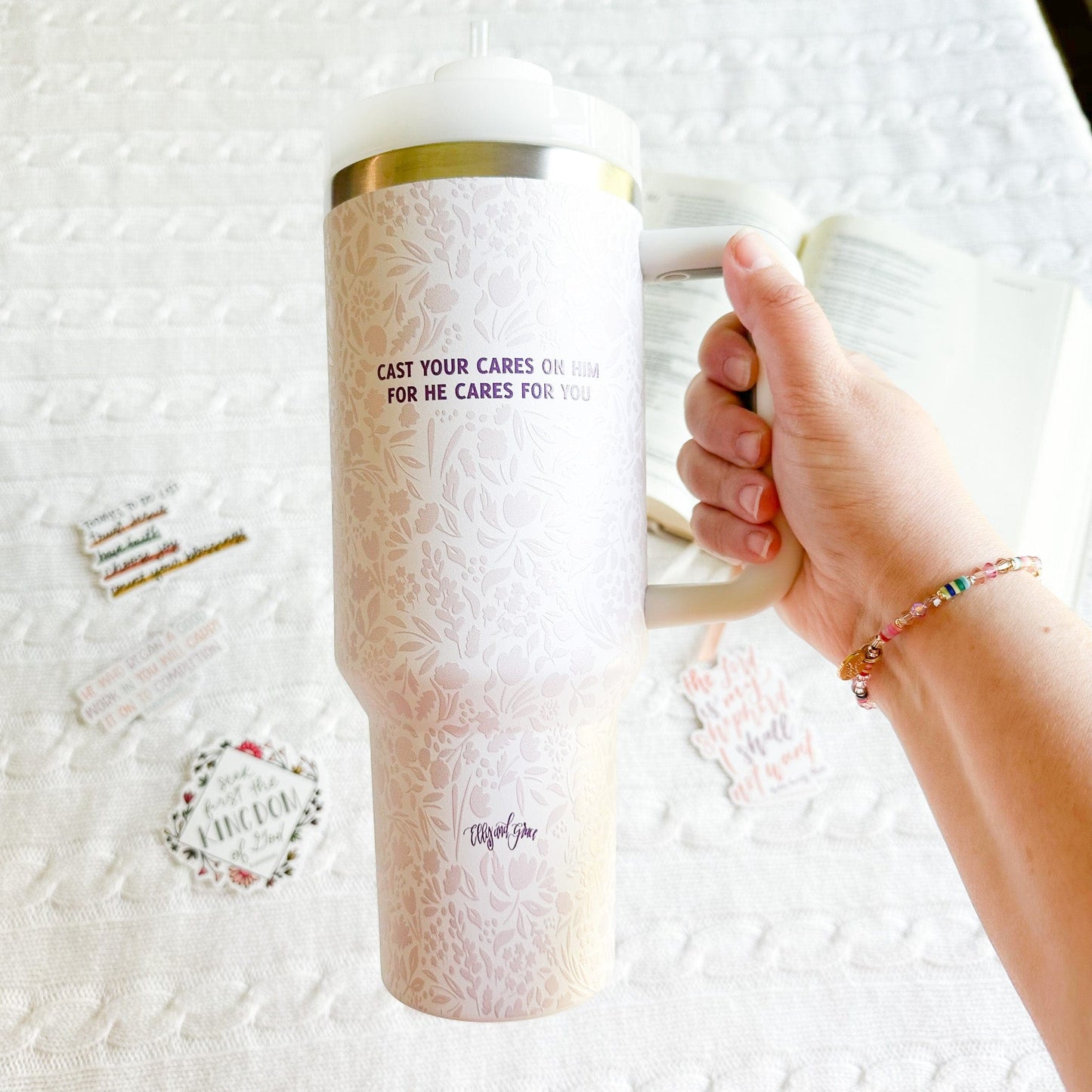 Cast Your Cares On Him 40oz Stainless Steel Insulated Tumbler