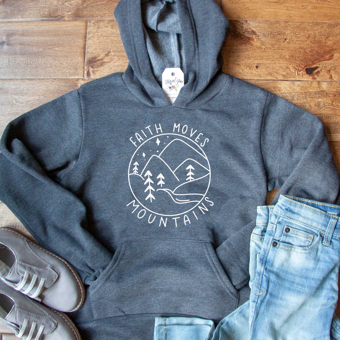 Faith Moves Mountains Premium Kids Hoodie