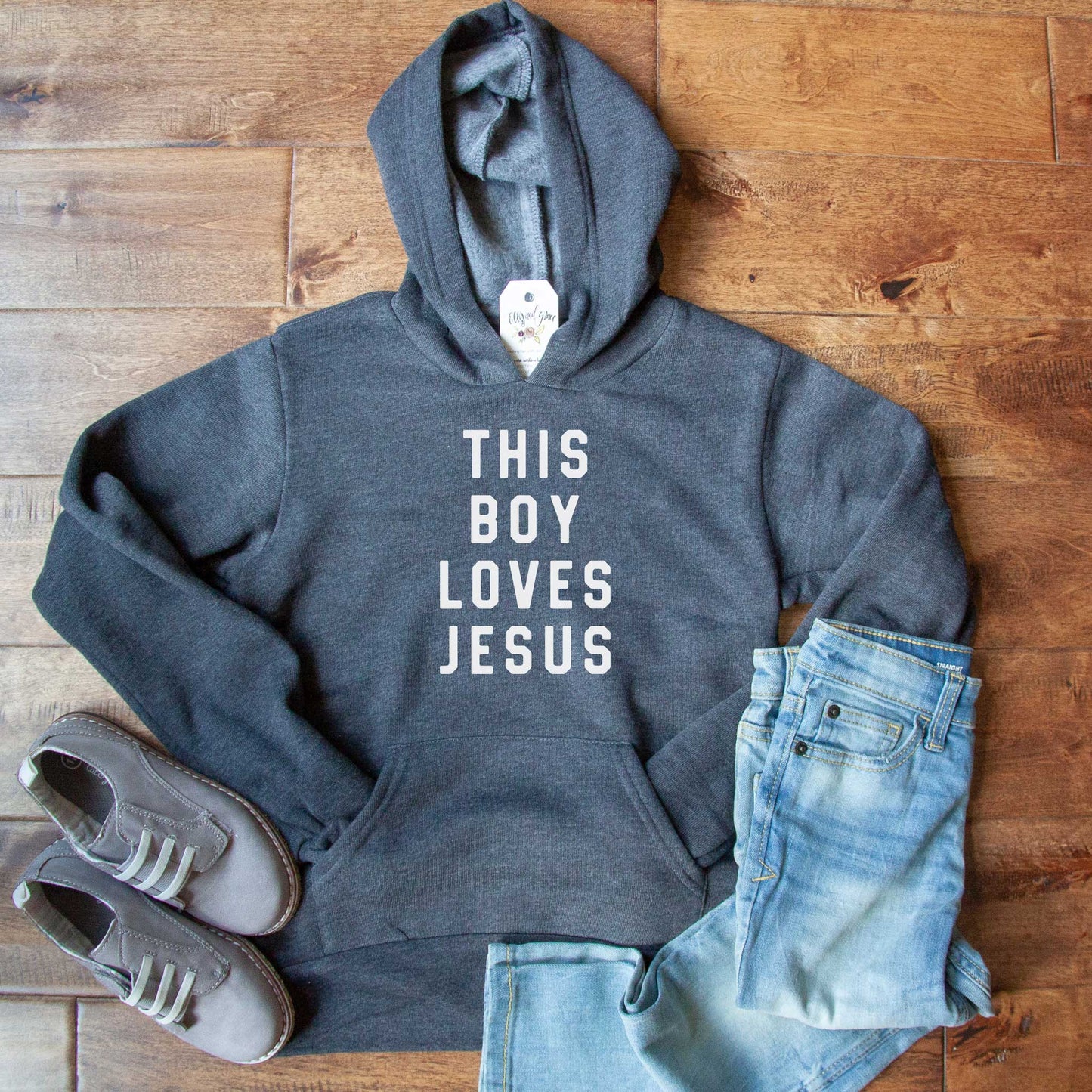 This Boy Loves Jesus Premium Kids Hoodie