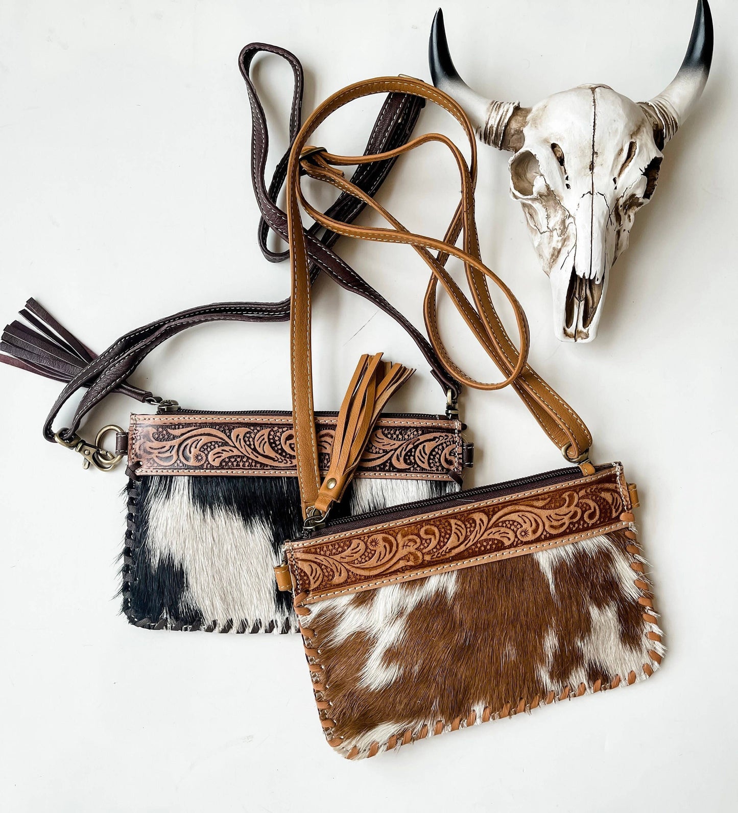 Mini Cowhide Tooled Leather Crossbody