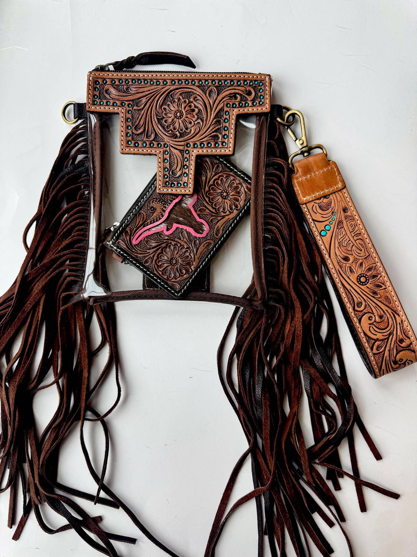 Hand Tooled Leather Keychain - Key Fob: CHUNKY