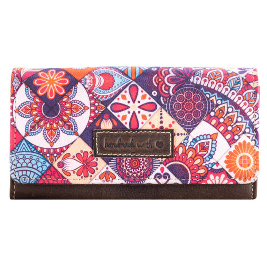 Mandala 2 Up-cycled Canvas / Genuine Leather Wallet image 0