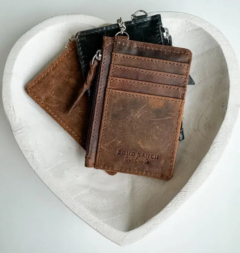 LEATHER KEYCHAIN WALLET Genuine waxed leather