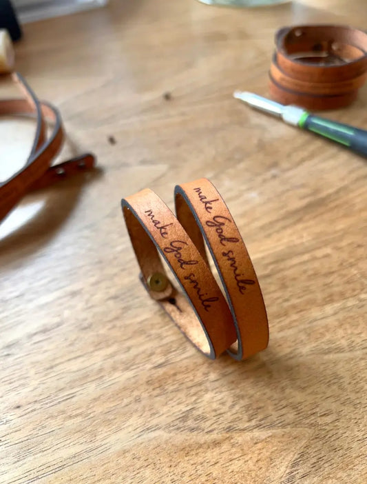 Make God Smile Thin Leather Bracelet image 0