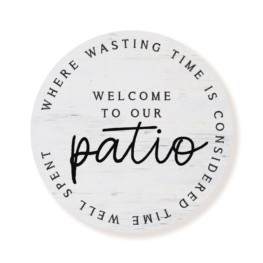 Welcome To Our Patio Whitewash Circle image 0