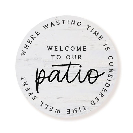 Welcome To Our Patio Whitewash Circle image 0