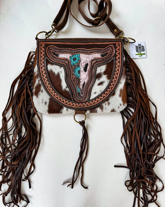 THE CAROLINE CROSSBODY Longhorn Cowhide Purse