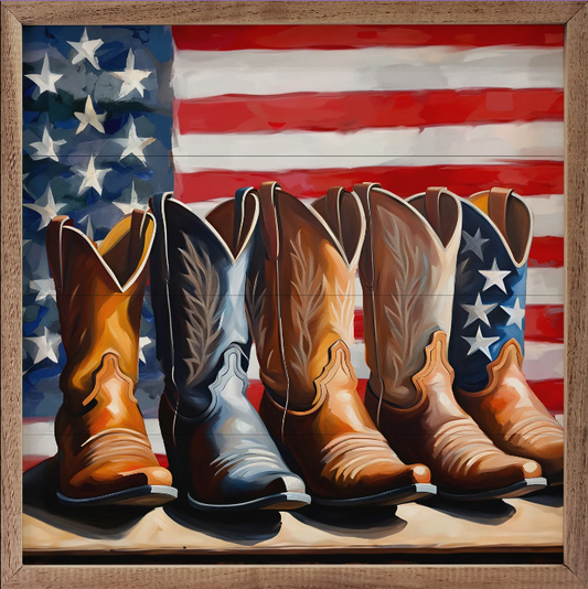 American Flag With Boots image 0