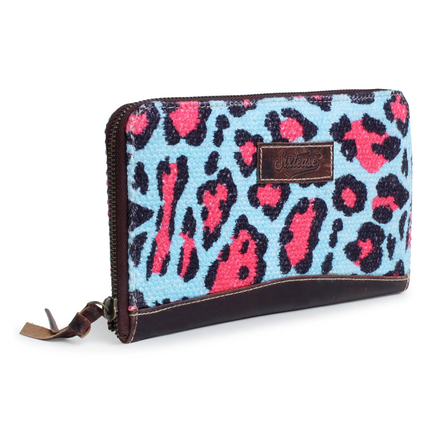 Pink Leopard Up-cycled Canvas & Genuine Leather Wallet