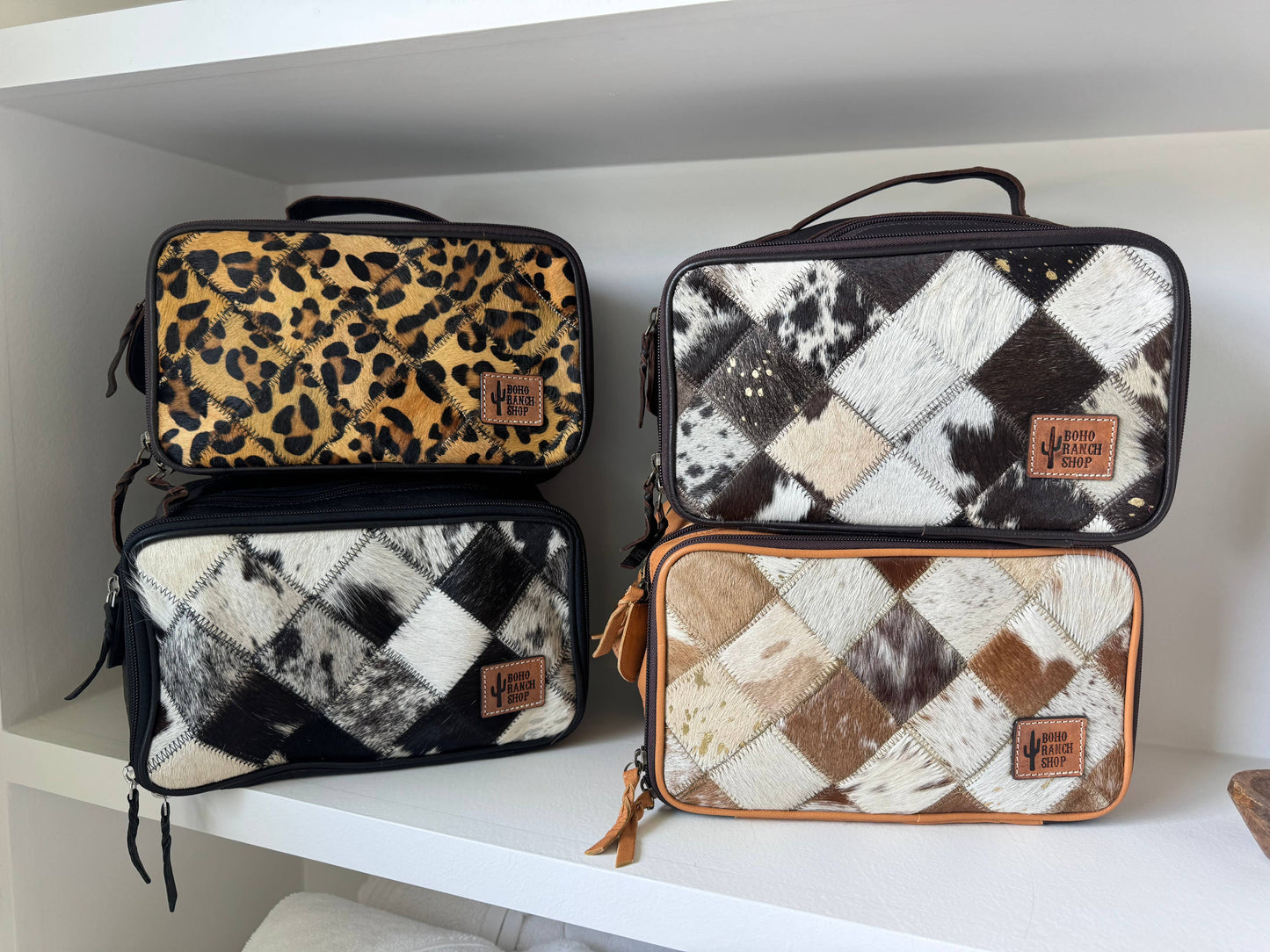 Genuine Leather Cowhide Cosmetic Travel Bag