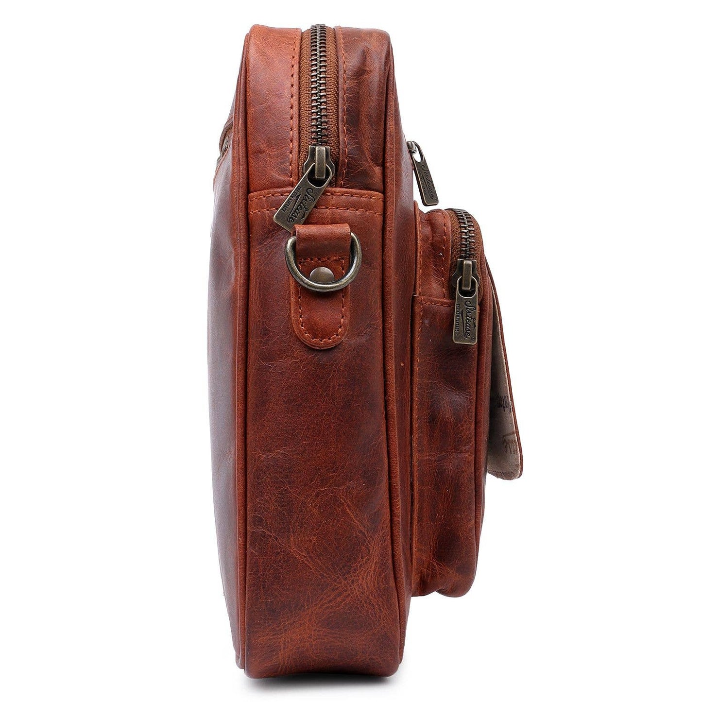 Genuine Leather Crossbody Bag - Chestnut Brown