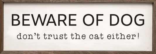 Beware Of The Dog And Cat White image 0