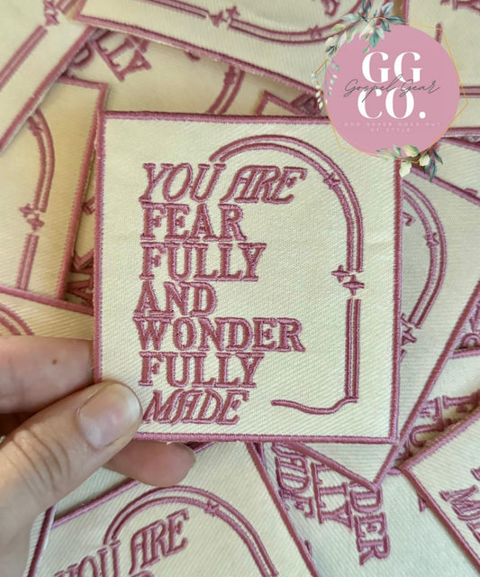 Fearfully And Wonderfully Made Patch, Christian Hat Patch, Embroidered Patch, Trucker Hat Patch, Iron On, Trendy Hat Patch, Jesus Patch.