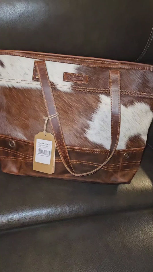 Full Grain Leather & Hair-On Cowhide Tote