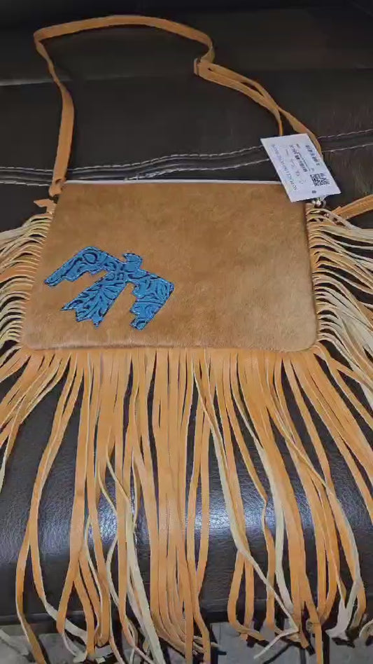 THUNDERBIRD COWHIDE CROSSBODY Tooled Leather Cowhide Clutch