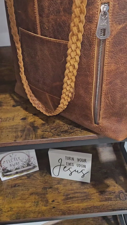 Genuine Leather Concealed Carry Tote