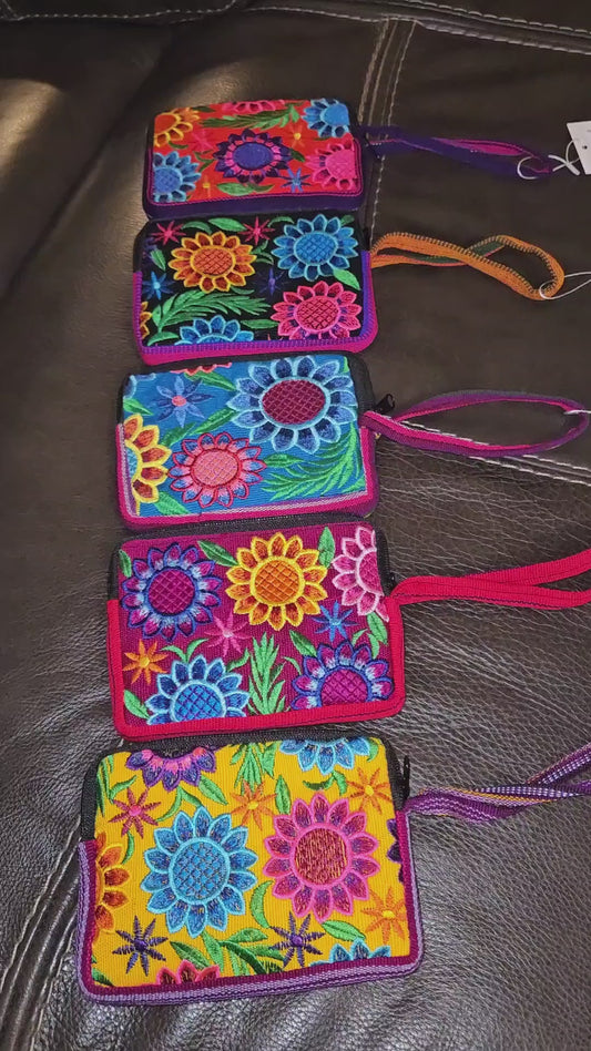 Embroidered Coin Purse Wristlet