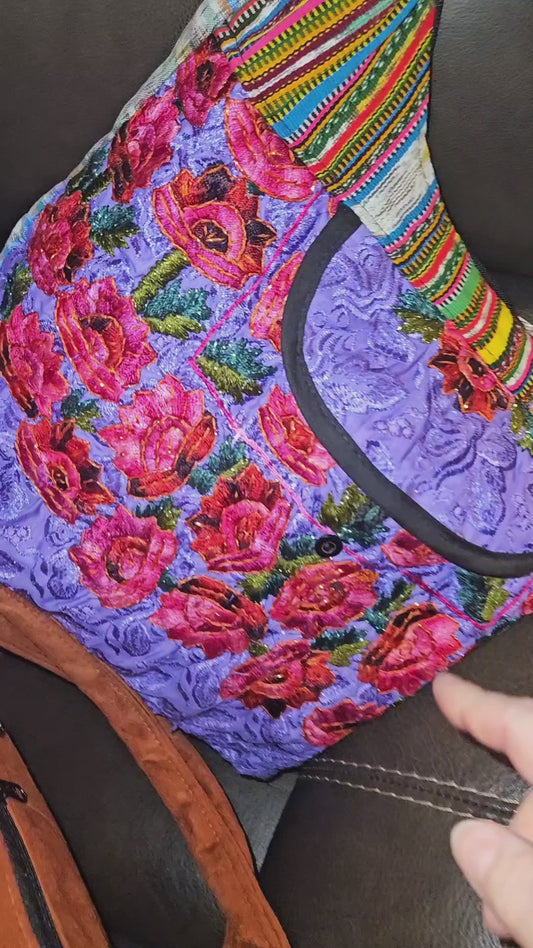 Handmade Floral Embroidered Hobo Bag