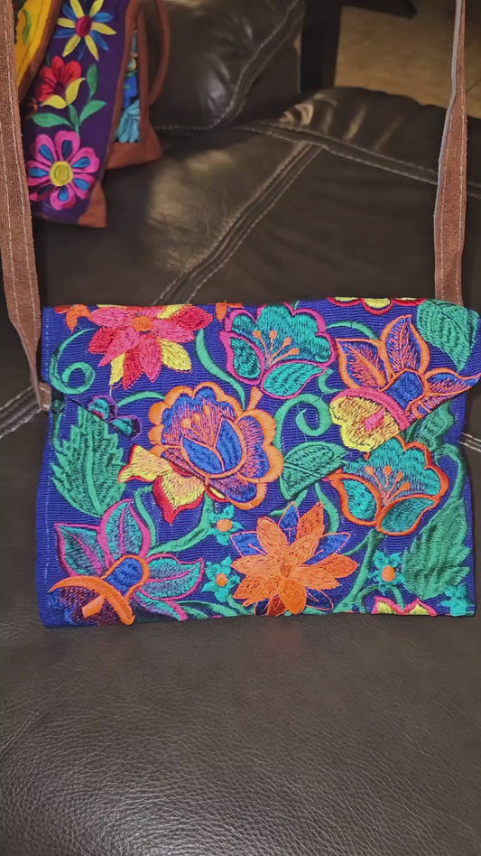 Embroidered Floral Envelope Crossbody