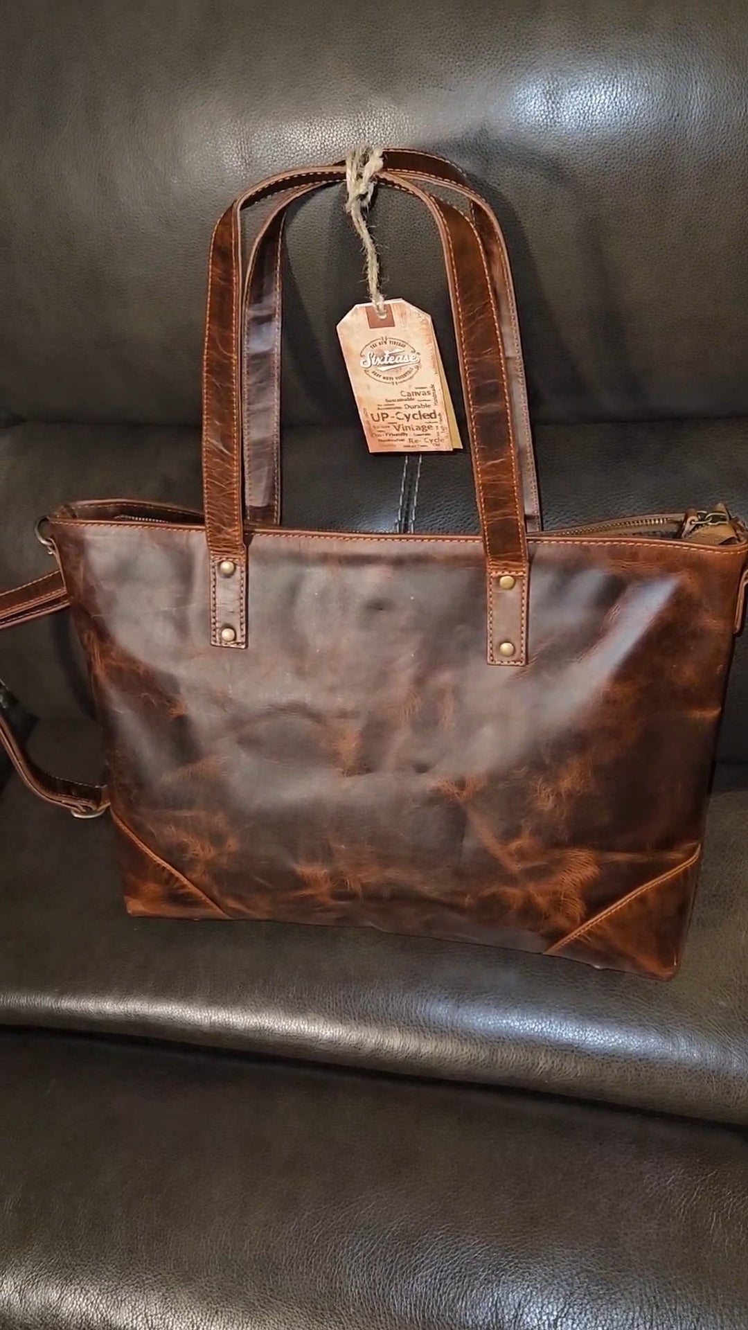 Genuine Leather Tote w/Laptop Compartment
