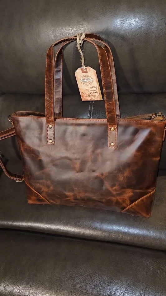 Genuine Leather Tote w/Laptop Compartment