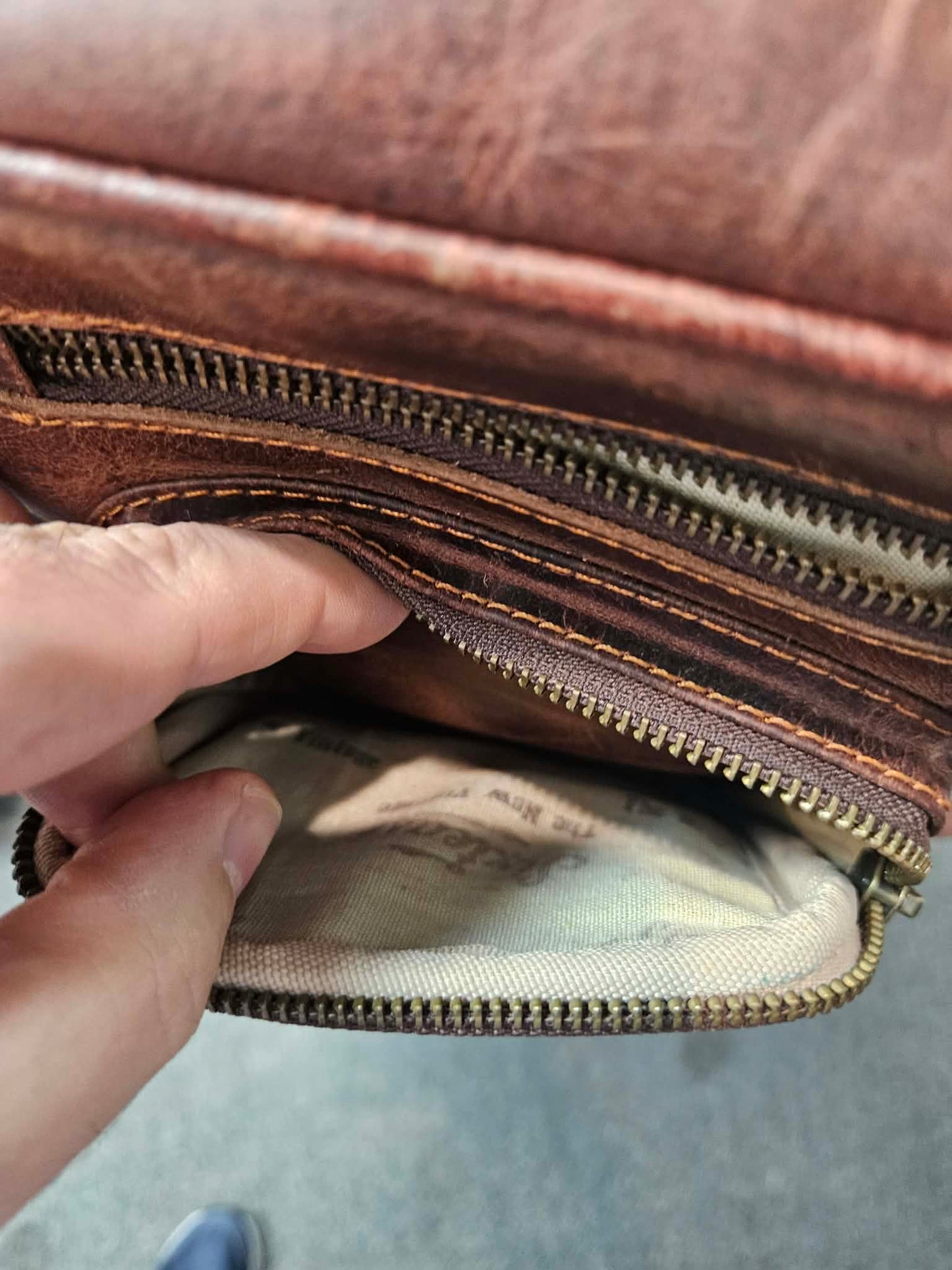 Genuine Leather Crossbody Bag - Chestnut Brown