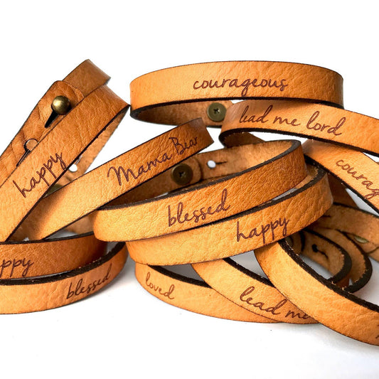 Mama Bear Thin Leather Bracelet