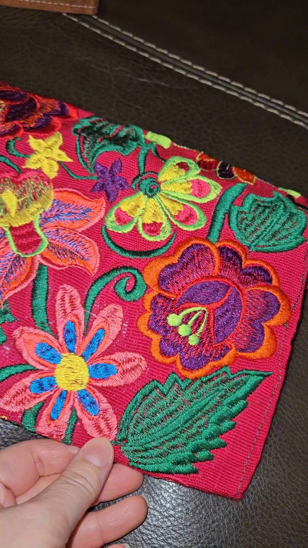Embroidered Floral Envelope Crossbody