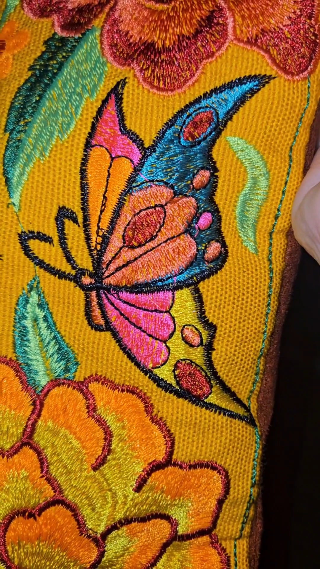 Large Embroidered Floral Tote Purse
