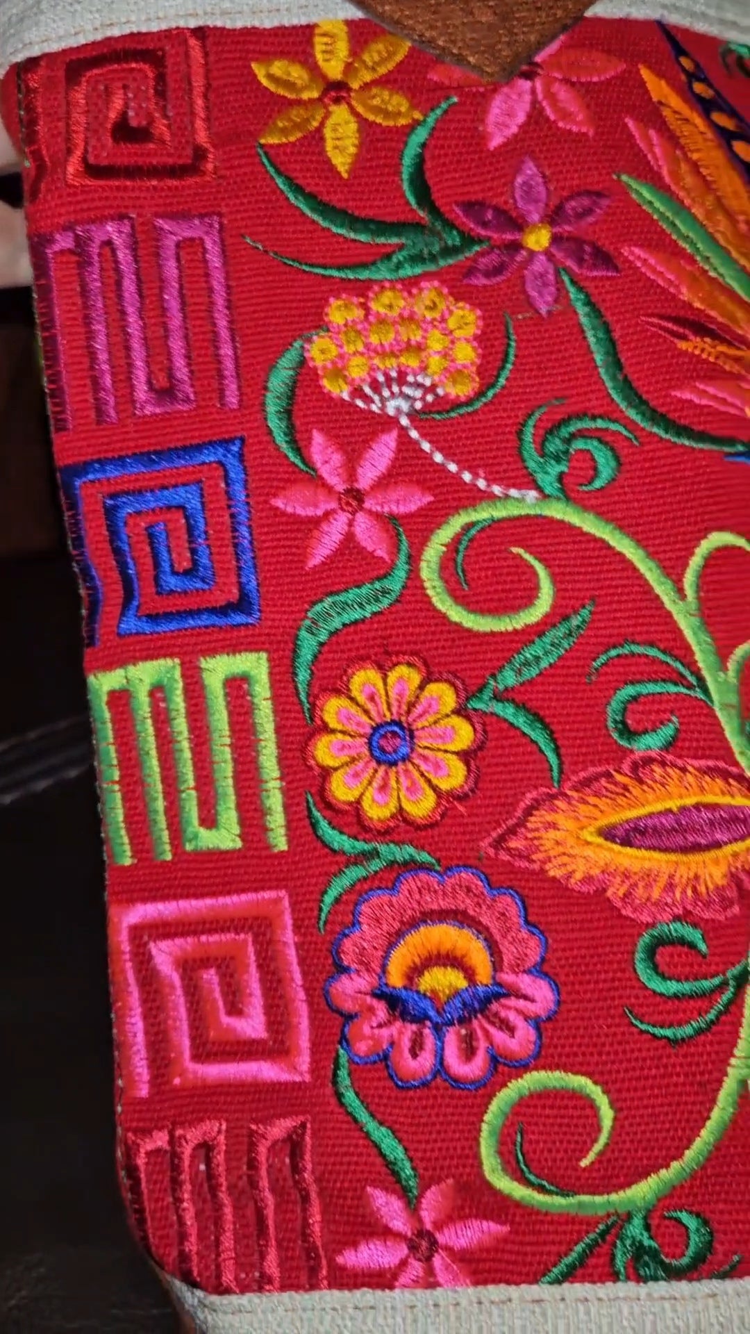 Embroidered Hummingbird Tote Purse