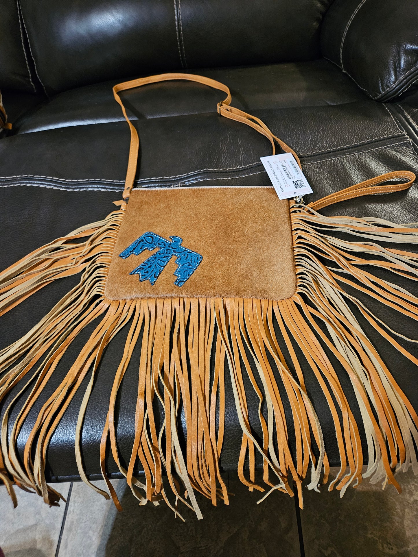 THUNDERBIRD COWHIDE CROSSBODY Tooled Leather Cowhide Clutch