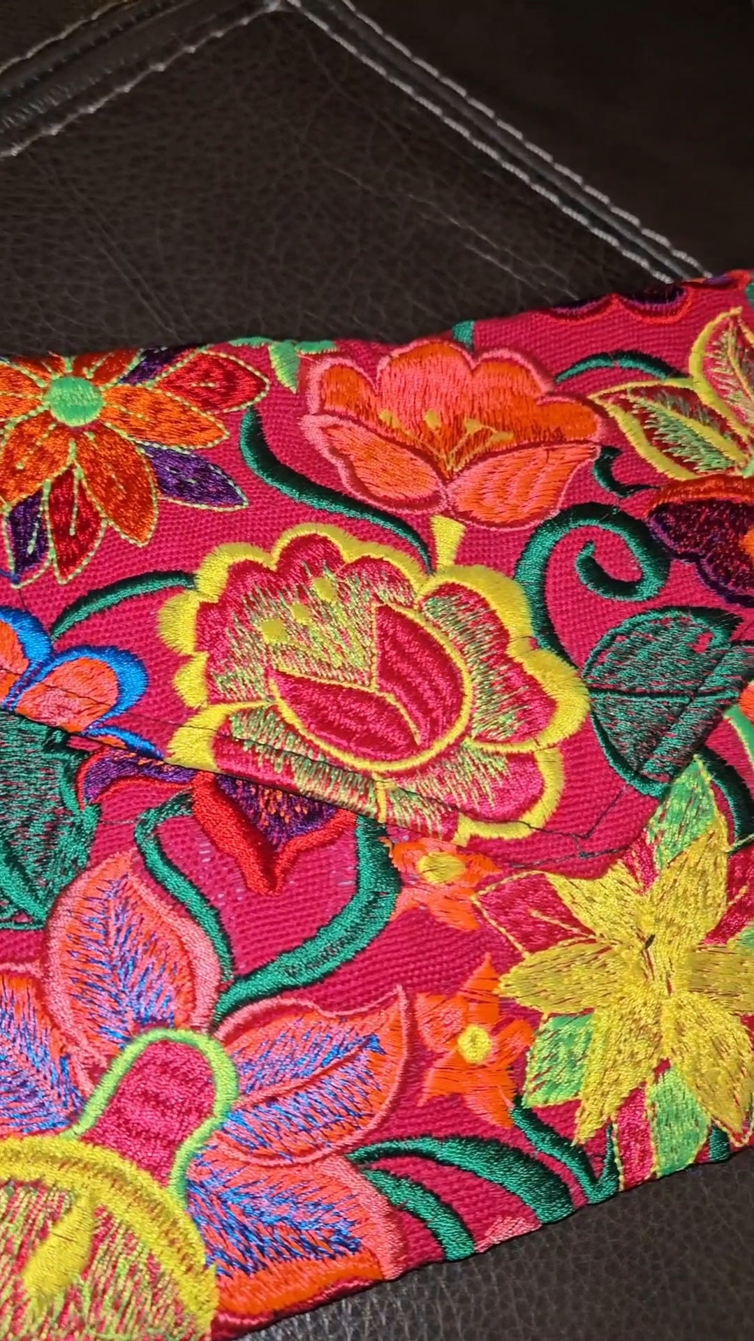 Embroidered Floral Envelope Crossbody