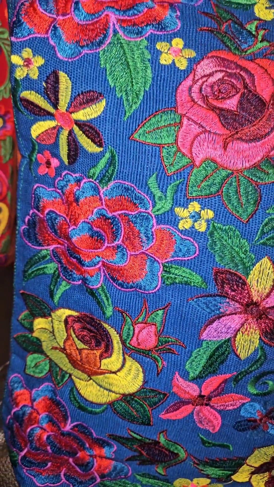Large Embroidered Floral Tote Purse